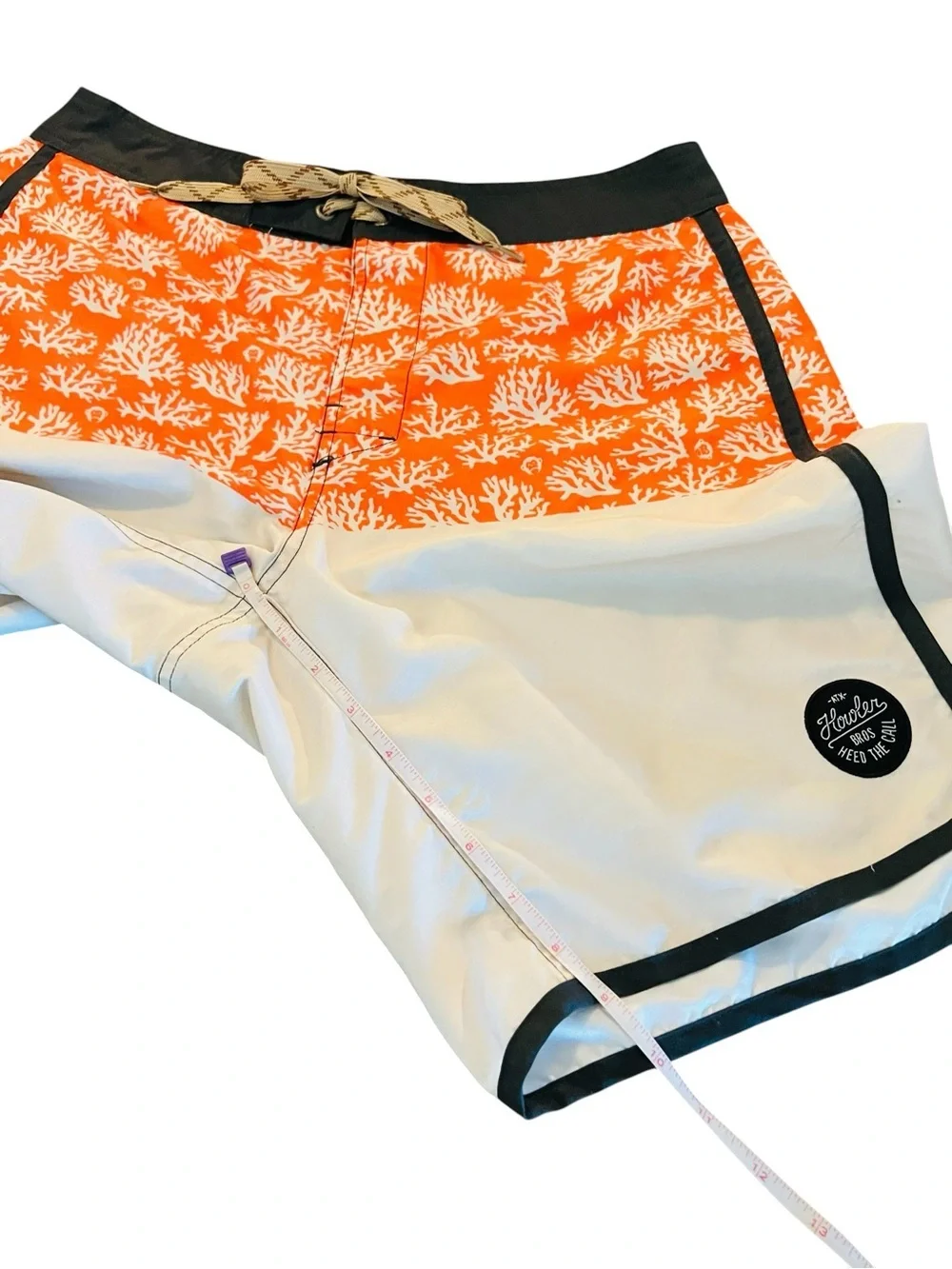Howler Bros.  Men's Orange and Cream Coral Pattern Board Shorts